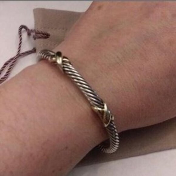 David Yurman Double X Bracelet w Gold. 5mm - Picture 1 of 4